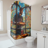 Fantasie Schattige Glas in lood BBQ Douchegordijn (In situ)