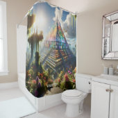 Fantasie Schattige Glas in lood Bloemen Douchegordijn (In situ)