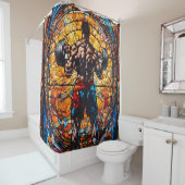 Fantasie Schattige Glas in lood Gym Douchegordijn (In situ)