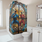 Fantasie Schattige Glas in lood Karate Douchegordijn (In situ)