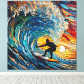 Fantasie Schattige Glas in lood Surfer Canvas Afdruk (Insitu (Houten vloer))