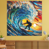 Fantasie Schattige Glas in lood Surfer Canvas Afdruk (Insitu (Woonkamer))