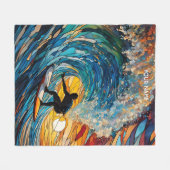 Fantasie Schattige Glas in lood Surfer Fleece Deken (Voorkant (Horizontaal))