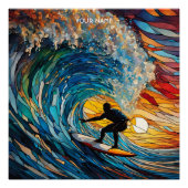 Fantasie Schattige Glas in lood Surfer Perfect Poster (Voorkant)