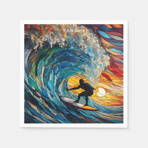 Fantasie Schattige Glas in lood Surfer Servet