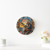 Fantasie Schattige Glas in lood Visser Vist Ronde Klok (Huis)