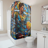 Fantasie Schattige Glas in lood Volleybalspeler Douchegordijn (In situ)