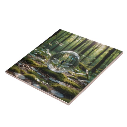 Fantasie Schattige glazen bol Dragonfly Tegeltje (Zijkant)