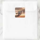 Fantasie Schattige Handkat Hardlopen Vierkante Sticker (Tas)
