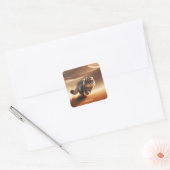 Fantasie Schattige Handkat Hardlopen Vierkante Sticker (Envelop)