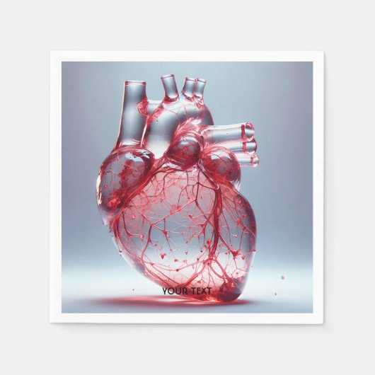 Fantasie Schattige hart rood glas Servet (Voorkant)