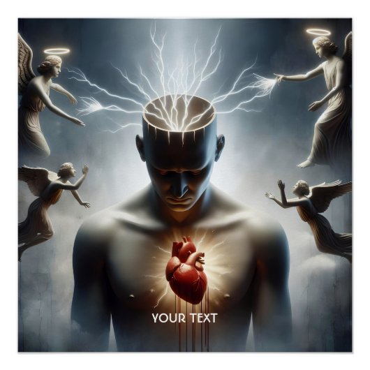 Fantasie Schattige Hersenhart Verlichting Perfect Poster (Voorkant)