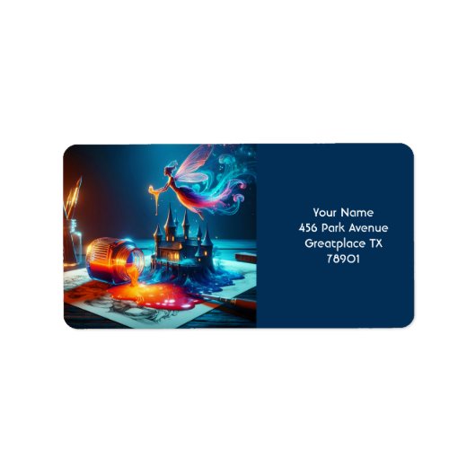 Fantasie Schattige Ink Blauw Sinaasappel Etiket (Voorkant)