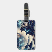 Fantasie Schattige Japans Landschap Nacht Bagagelabel (Voorkant verticaal)