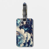 Fantasie Schattige Japans Landschap Nacht Bagagelabel (Achterkant verticaal)