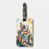 Fantasie Schattige Kasteel Waterverf Bos Bagagelabel (Achterkant verticaal)