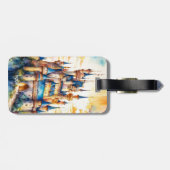 Fantasie Schattige Kasteel Waterverf Bos Bagagelabel (Achterkant horizontaal)