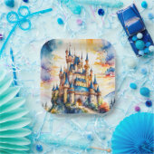 Fantasie Schattige Kasteel Waterverf Bos Papieren Bordje (Feest)