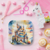 Fantasie Schattige Kasteel Waterverf Bos Papieren Bordje (Feest)