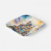 Fantasie Schattige Kasteel Waterverf Bos Papieren Bordje (Gebogen)