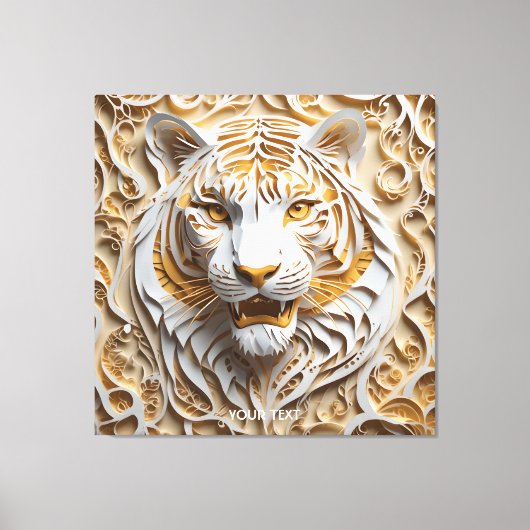 Fantasie Schattige Kirigami Tijger Wit Canvas Afdruk (Voorkant)