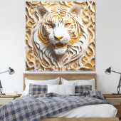 Fantasie Schattige Kirigami Tijger Wit Canvas Afdruk (Insitu (Slaapkamer))