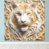 Fantasie Schattige Kirigami Tijger Wit Canvas Afdruk (Insitu (Houten vloer))