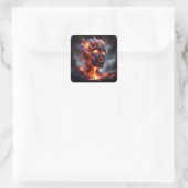 Fantasie Schattige Lava Fire Face Vierkante Sticker (Tas)