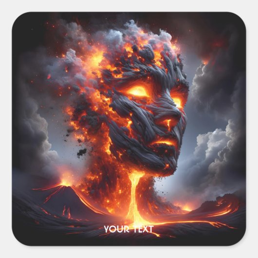 Fantasie Schattige Lava Fire Face Vierkante Sticker (Voorkant)