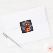 Fantasie Schattige Lava Fire Face Vierkante Sticker (Envelop)