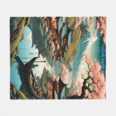 Fantasie Schattige levendig Japans Antiek Village Fleece Deken (Voorkant (Horizontaal))