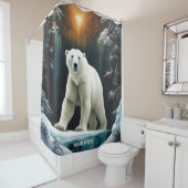 Fantasie Schattige levendig majestueus polair Beer Douchegordijn (In situ)