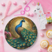 Fantasie Schattige levendig romantisch pauwenportr Papieren Bordje (Feest)