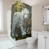 Fantasie Schattige levendig wit luipaard portret Douchegordijn (In situ)