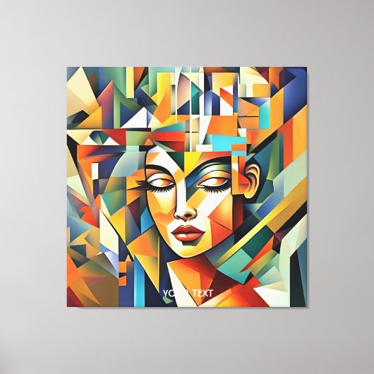 Fantasie Schattige levendige Abstracte kubist vrou Canvas Afdruk (Voorkant)