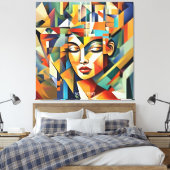 Fantasie Schattige levendige Abstracte kubist vrou Canvas Afdruk (Insitu (Slaapkamer))