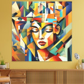 Fantasie Schattige levendige Abstracte kubist vrou Canvas Afdruk (Insitu (Woonkamer))