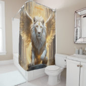 Fantasie Schattige levendige Angelic White Lion Douchegordijn (In situ)