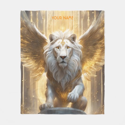 Fantasie Schattige levendige Angelic White Lion Fleece Deken (Voorkant)