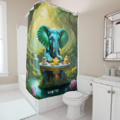 Fantasie Schattige levendige Baby Olifant Ontbijt Douchegordijn (In situ)