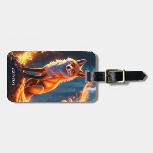 Fantasie Schattige levendige Fox Fire Forest Bagagelabel (Voorkant horizontaal)
