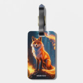 Fantasie Schattige levendige Fox Fire Forest Bagagelabel (Achterkant verticaal)