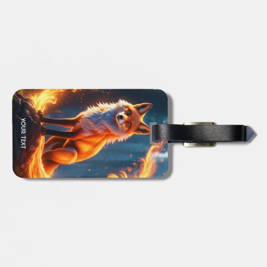 Fantasie Schattige levendige Fox Fire Forest Bagagelabel (Achterkant horizontaal)