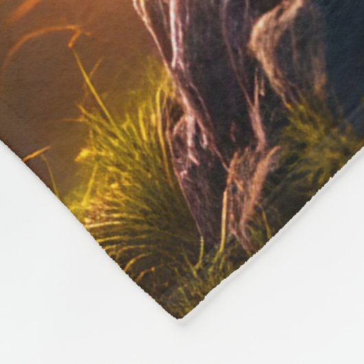 Fantasie Schattige levendige Fox Fire Forest Fleece Deken (Hoek)