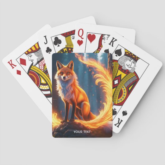 Fantasie Schattige levendige Fox Fire Forest Pokerkaarten (Achterkant)