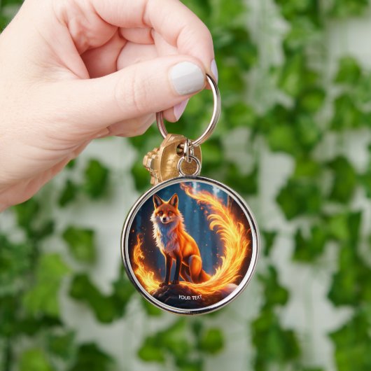 Fantasie Schattige levendige Fox Fire Forest Sleutelhanger (Hand)
