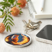 Fantasie Schattige levendige Fox Fire Forest Sleutelhanger (Zijkant)