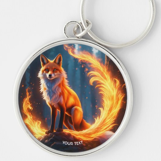 Fantasie Schattige levendige Fox Fire Forest Sleutelhanger (Voorkant)