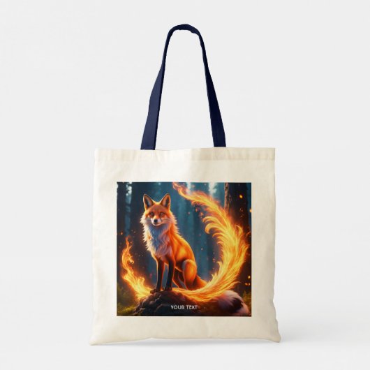 Fantasie Schattige levendige Fox Fire Forest Tote Bag (Achterkant)