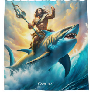 Fantasie Schattige levendige Griekse God Shark Douchegordijn